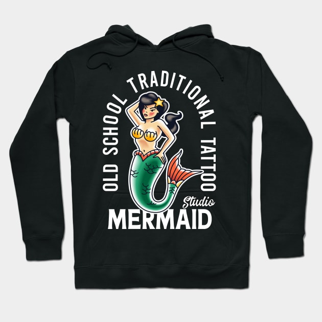 old school traditional tattoo mermaid Hoodie by KANDIM'S Studio